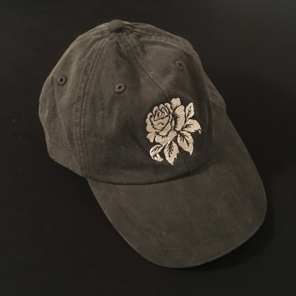 Black Baseball Cap with Rose